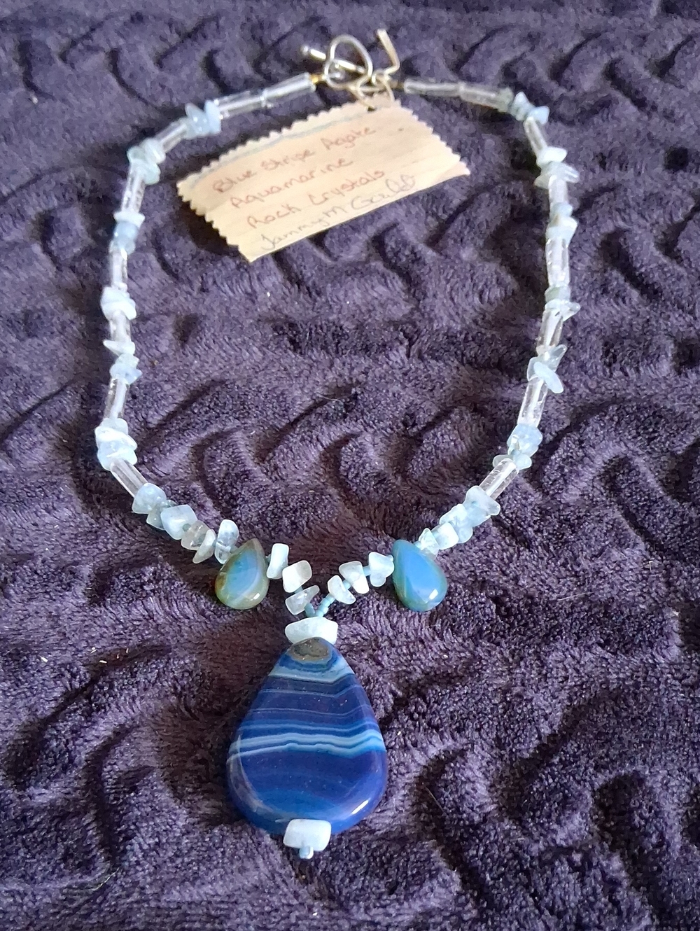 Blue Agate Teardrop Pendant Necklace - Women Jewelry